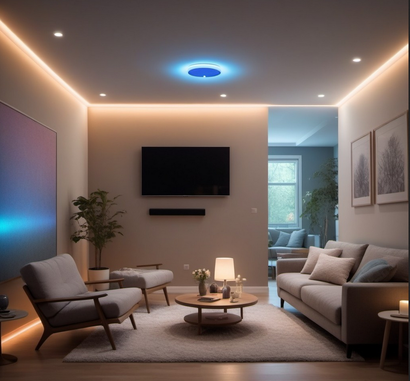 Smartes Wohnzimmer mit LED-Licht